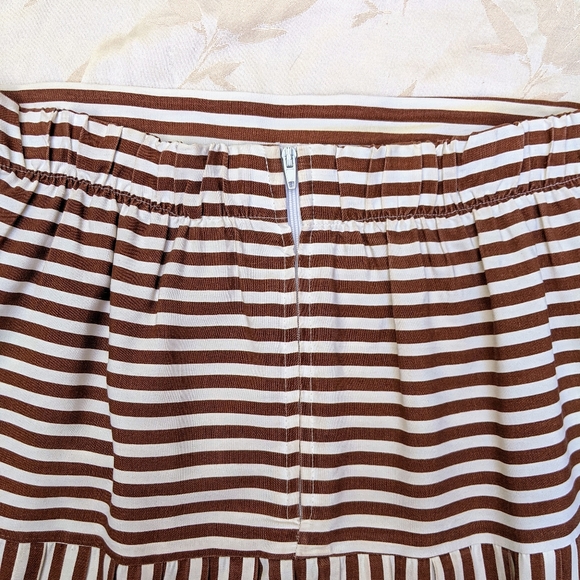 VTG Brown Striped Pleated Skirt - Picture 7 of 11